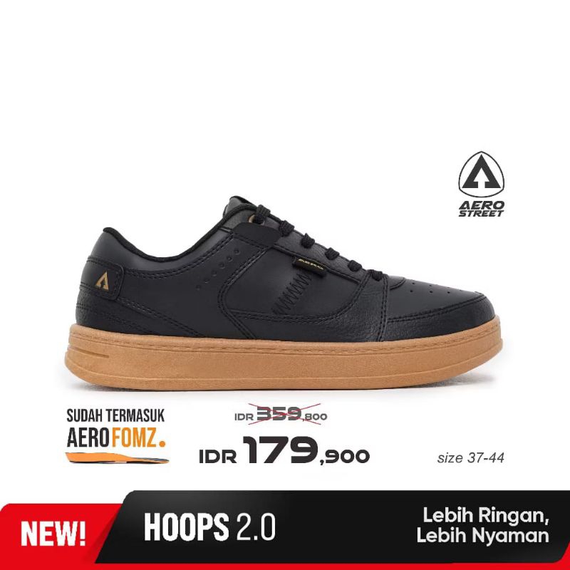 Aerostreet 37-44 Hoops Low Gum Hitam Hitam - Sepatu Sneakers Casual