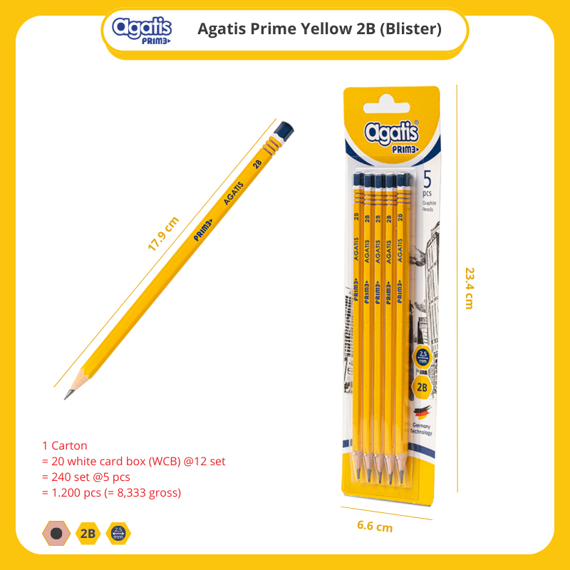 

Pensil 2B Agatis Prime Yellow 2B [Card Box isi 12]