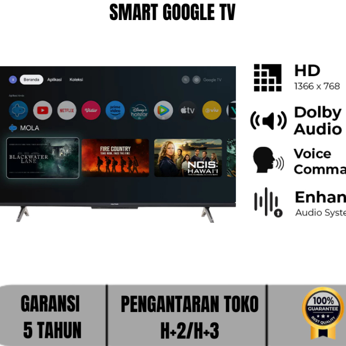 TV POLYTRON SMART GOOGLE TV 43 INCH PLD 43RG9059 TV LED POLYTRON YOUTUBE GOOGLE TV