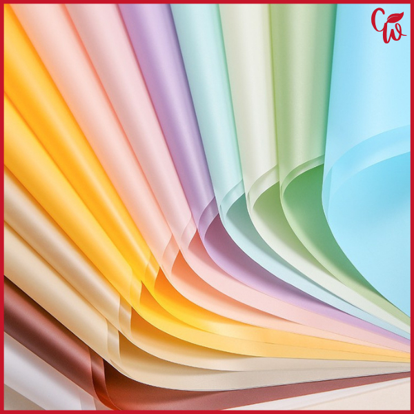 

20 Lembar Kertas Buket Polos Full Color Solid Cellophane Flower Wrapping KB01