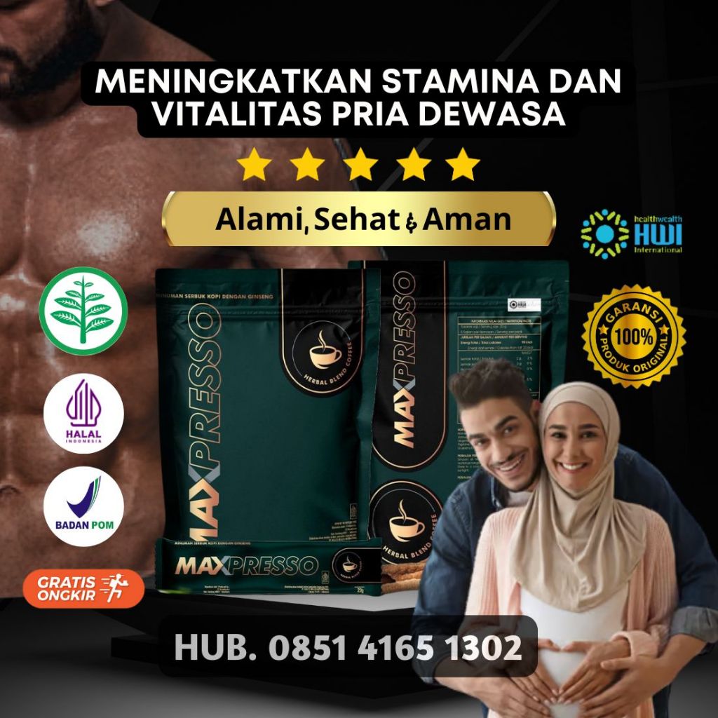 Obat Kuat Pria Dewasa Kopi Stamina Maxpresso 100% Original By HWI BPOM dan Halal