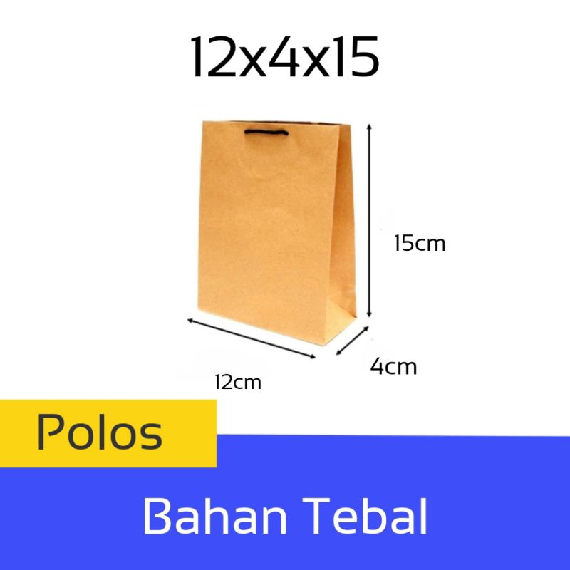 

Paper Bag Coklat Polos Custom Kado Bahan Tebal Ukuran 12x4x15