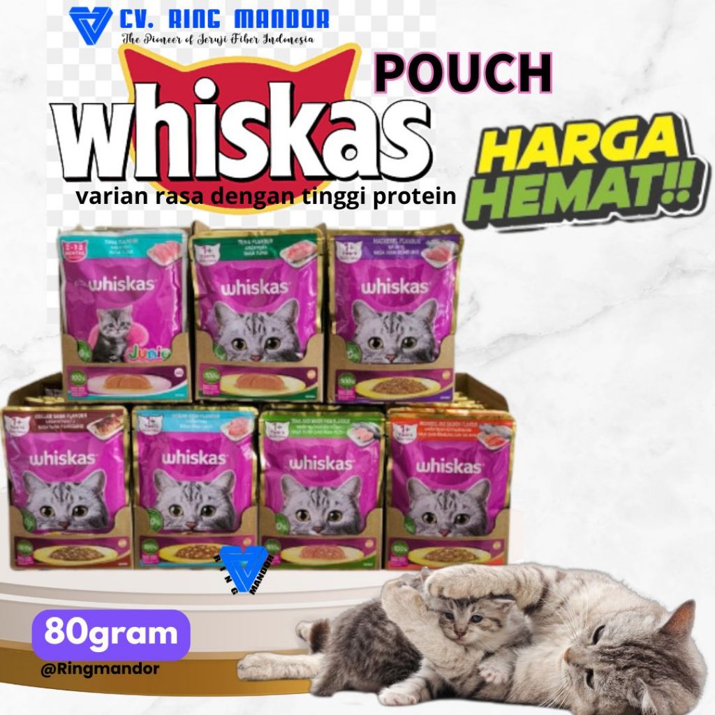 whiskas pouch 80gr wet food kemasan Dus isi 24/makanan82999 basah kucing WHISKAS POUCH ALL VARIAN 80