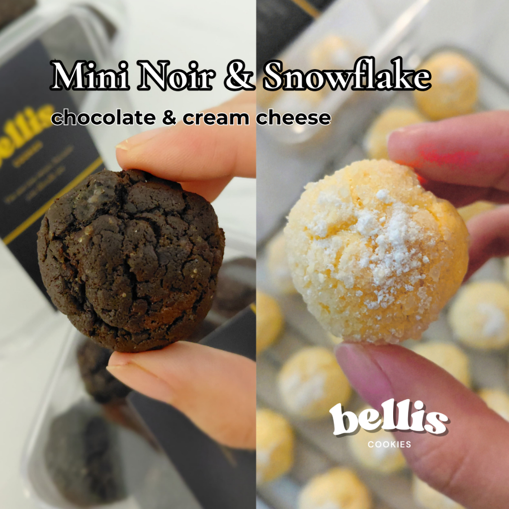 

Mini Noir and Snowflake - Mini soft baked cookies by Bellis Cookies