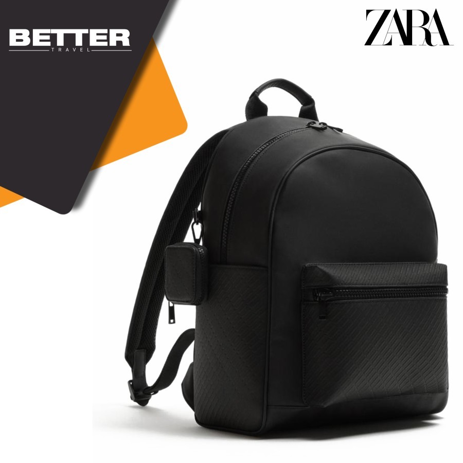 ZARA tas ransel pria casual formal kantor full hitam backpack kuliah daily original