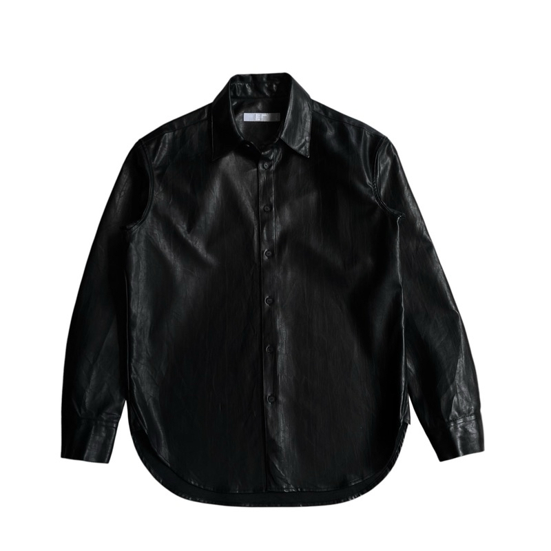8Seconds faux leather ls button up shirt black overshirt outer outerwear long sleeve