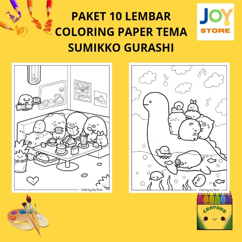 

PAKET 10 Lembar Kertas Gambar Mewarnai Tema Sumikko Gurashi Cute Ukuran A4 150 gsm - Coloring Paper 056