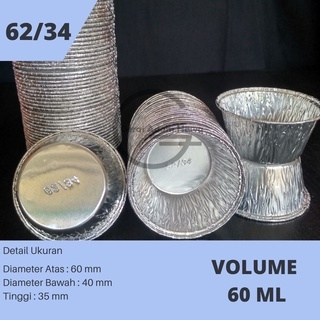Alumunium Foil Cup 62/34 Cup Bulat Tutup Wadah Aluminium Foil Tray Premium