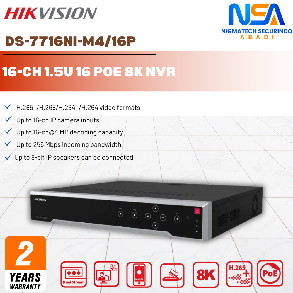 HIKVISION 16-CH 1.5U 16 POE 8K NVR