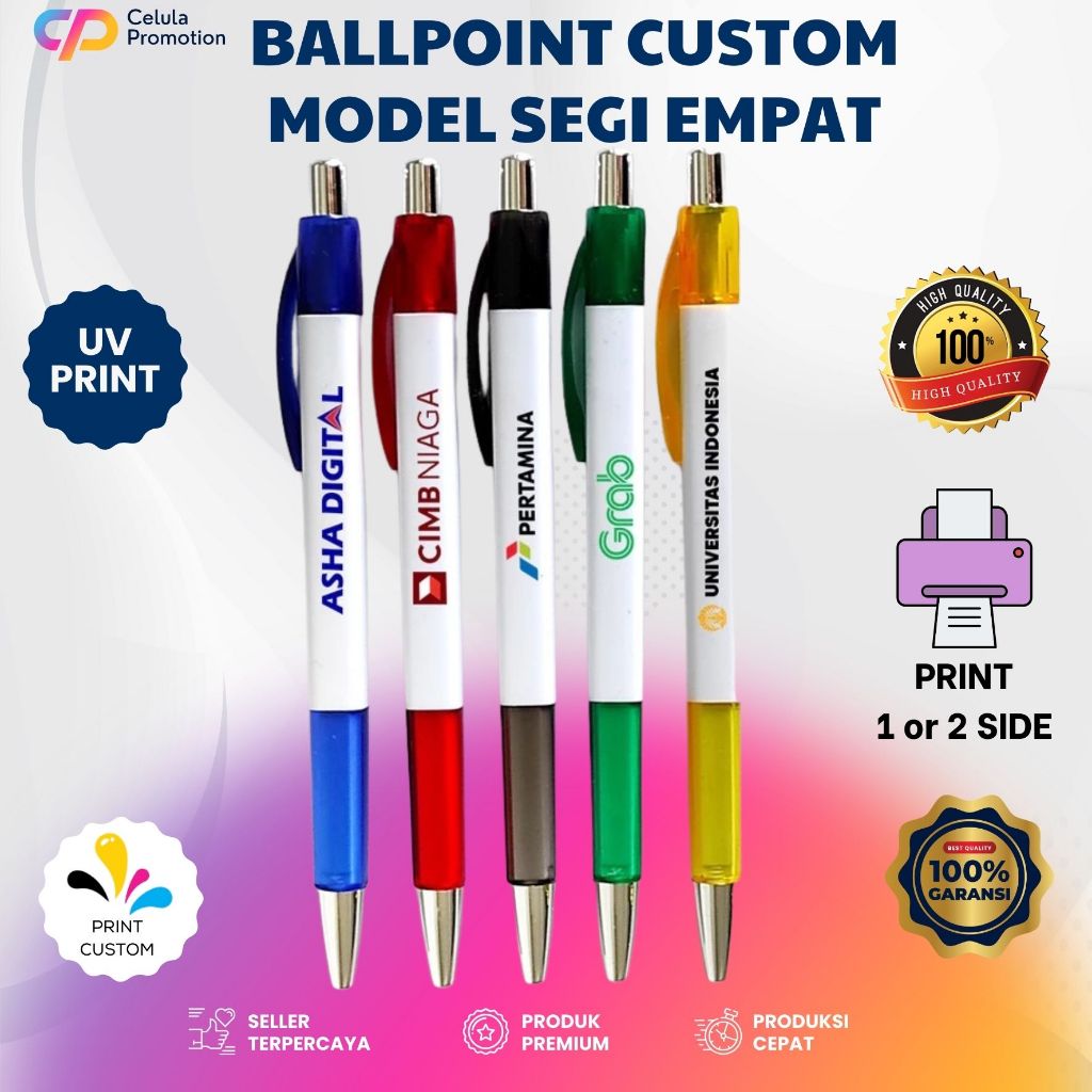 

Ballpoint Segi Empat Custom Pulpen promosi Souvenir Acara Kantor Seminar Premium