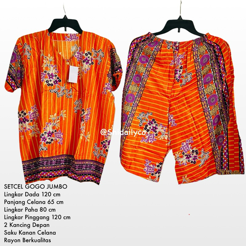 Setelan Celana Pendek Gogo Rayon Jumbo LD 120 Piyama Babydoll Baju Tidur