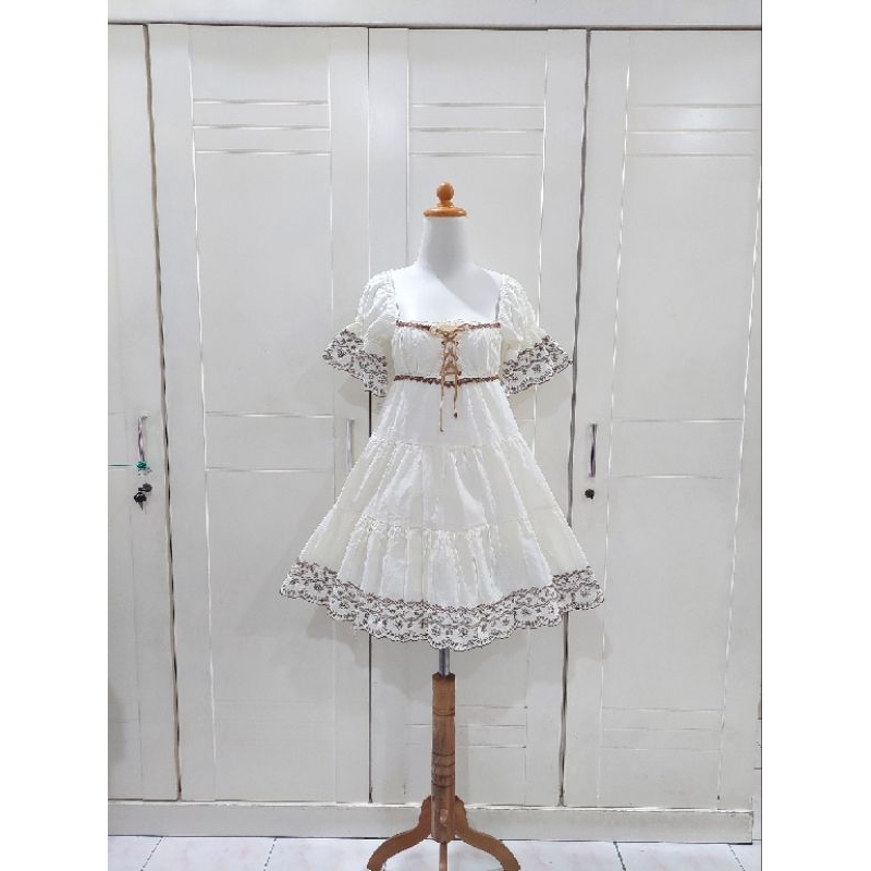 Liz Lisa flower pattern embroidery white tunic vintage dress❤️kawai kawaii liz lisa rojita dear my l