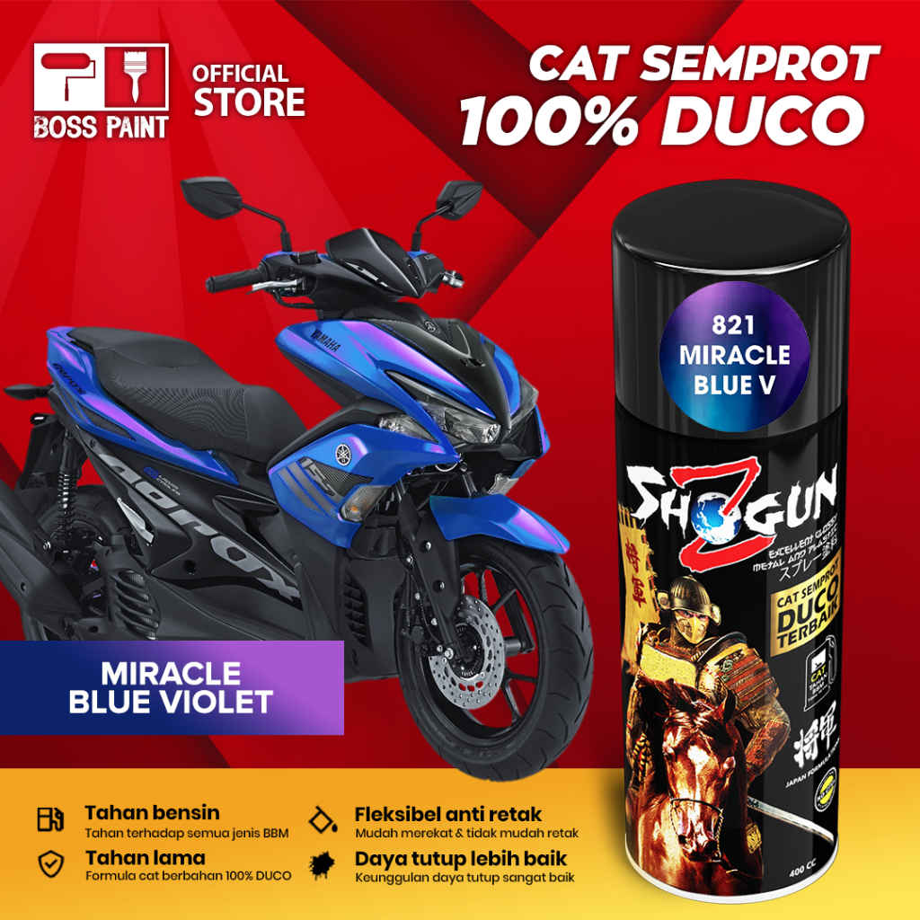 Cat Semprot Motor Pilox Pylox Pilok Shogun Z Paint Duco Warna Bunglon Miracle Blue Violet Biru Ungu 
