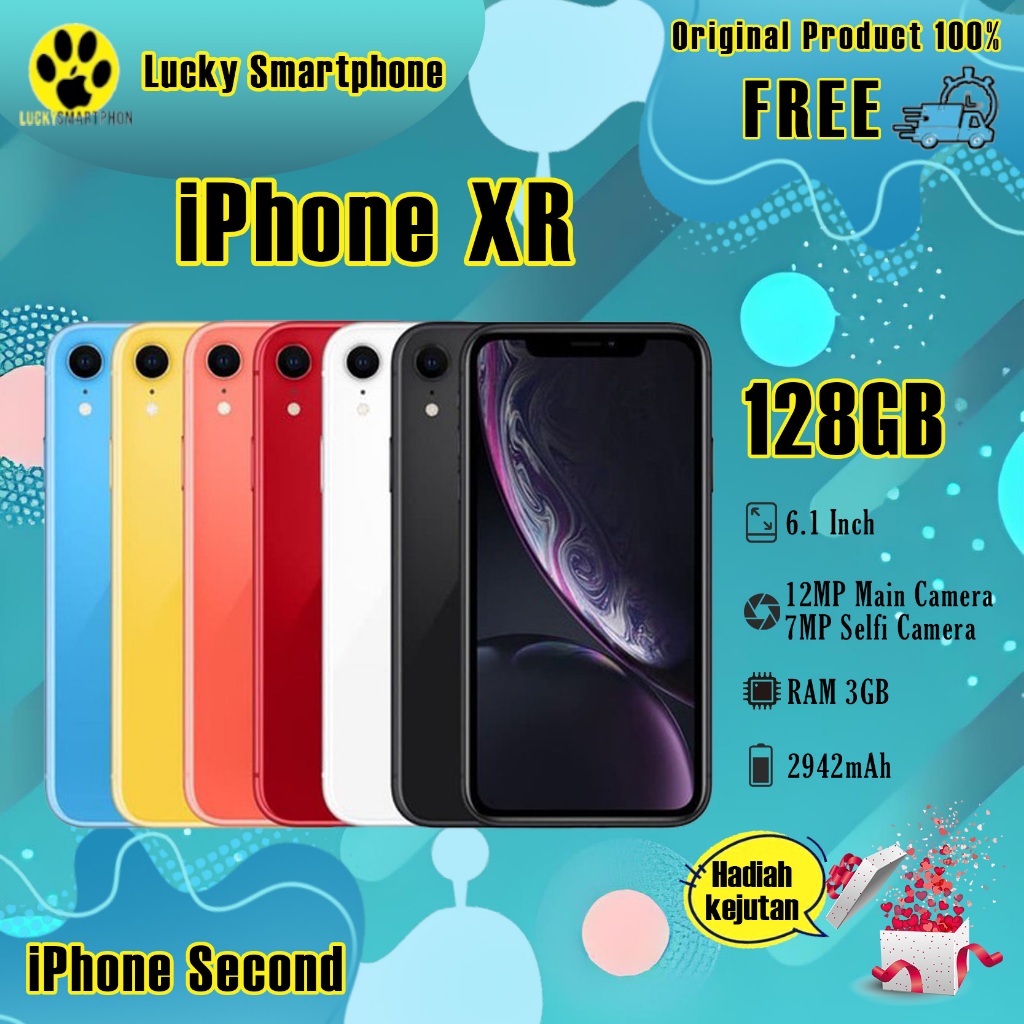 iPhone XR 128GB Second Bekas Original100% 6.1" IPS LCD Fullset Mulus Normal Like New Smartphone
