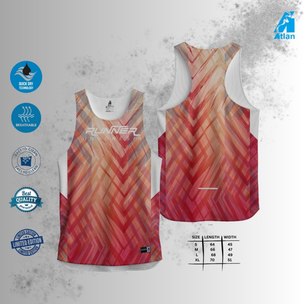 AERONE Singlet Olahraga Sport Men Atletik Jersey Motif Dry Fit Peach Edition / Singlet Running Pria