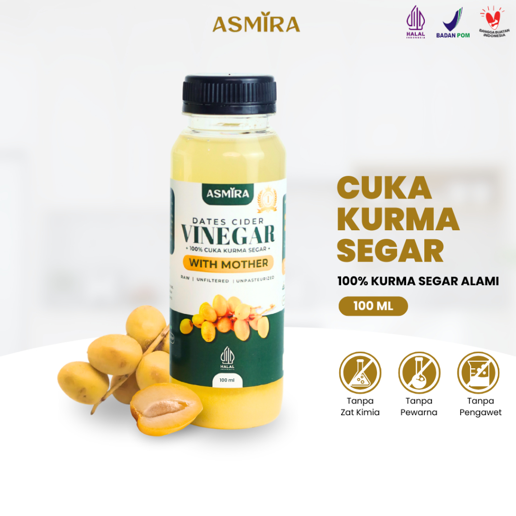 

Asmira Cuka Kurma Segar Alami 100ml dates Cider Vinegar With Mother Membantu Promil