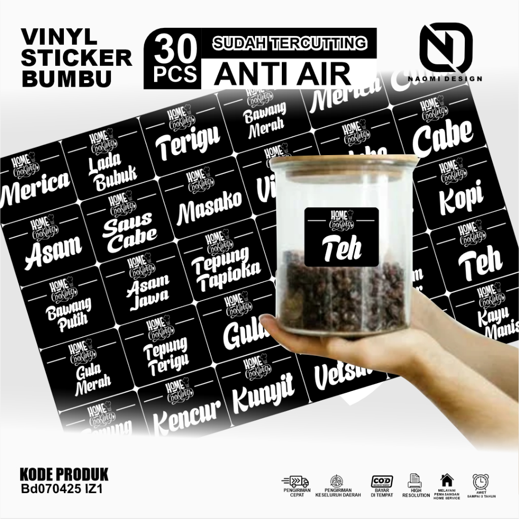

TERLARIS 30pcs Sticker Label Bumbu Dapur Anti Air