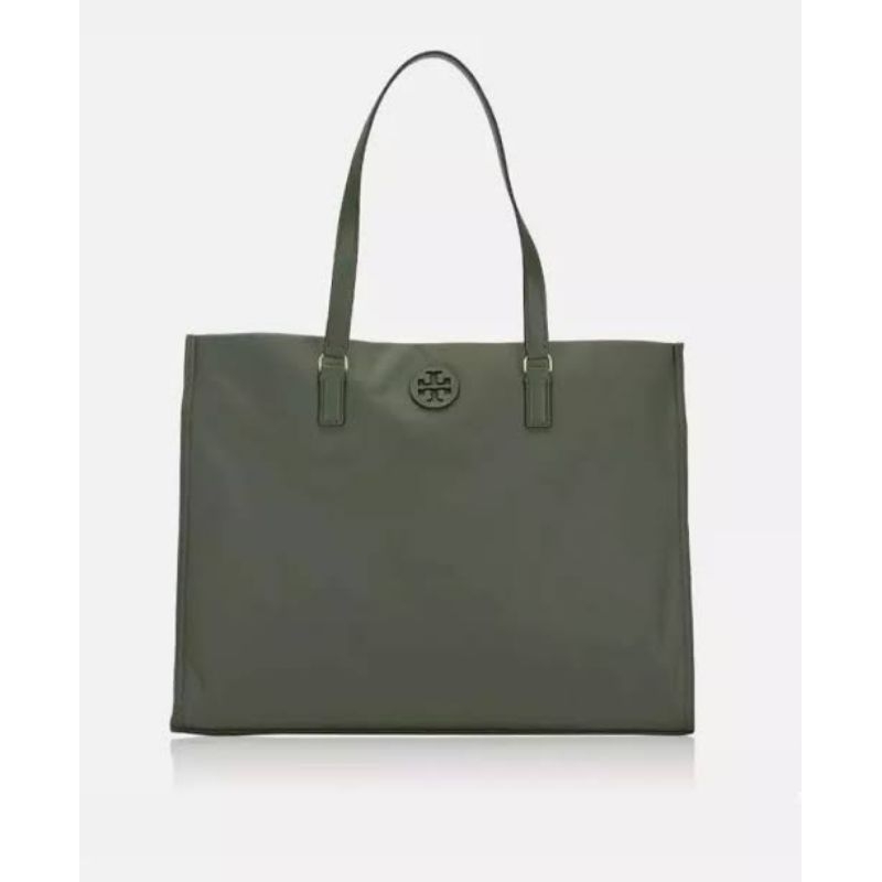 TB Tory Burch Ella small nylon Tote palm leaf