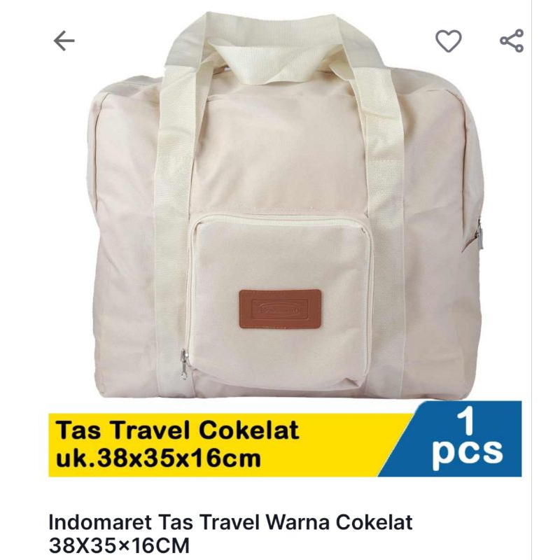 tas travel indomart, warna cream
