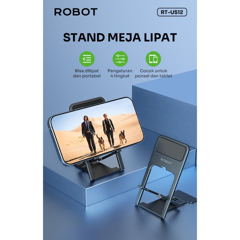 Phone Stand ORIGINAL ROBOT RT-US12 Ultra Slim Foldable Holder Universal Dudukan HP / Tablet Serbagun