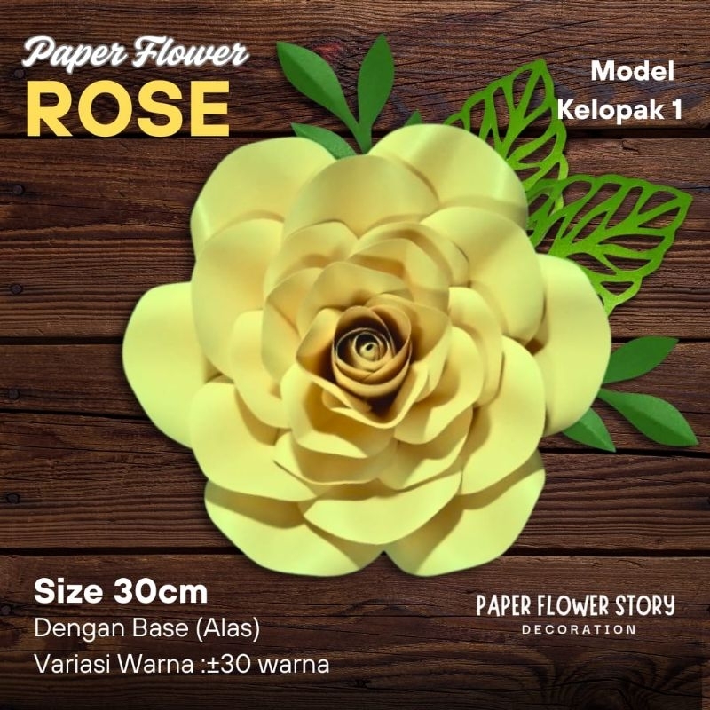 Paper Flower Backdrop Rose Bunga Kertas Mawar size 30cm dekorasi photo booth backdrop pernikahan lam