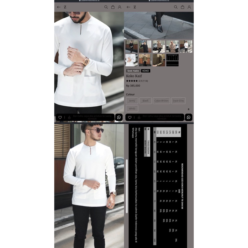 zaafer indonesia koko kaif putih xl