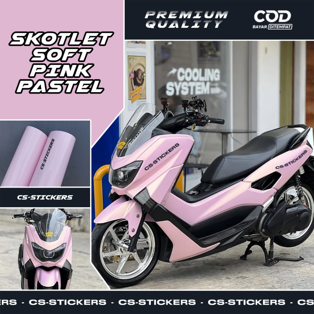 Skotlet Motor Soft Pink Pastel Glossy SuperGlossy Premium Body Motor Sepeda Listrik Cover Vynil