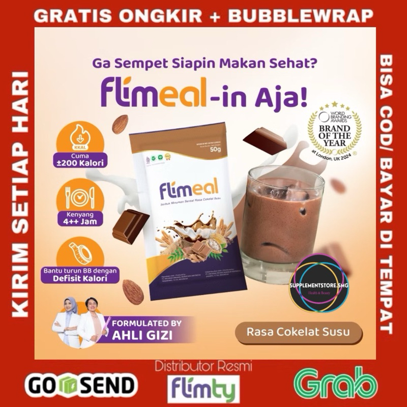 

(ECER 1 SACHET) FLIMEAL Meal Replacement Susu Coklat Vanilla Taro Strawberry Pengganti Sarapan
