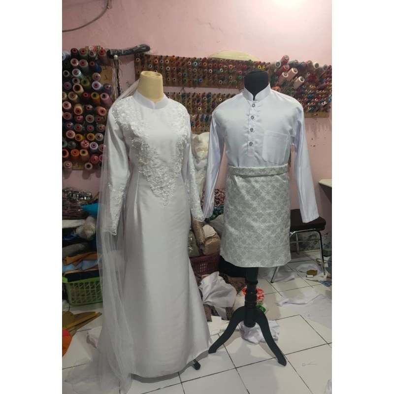 baju kurung melayu/baju akad/baju pengantin/baju pengantin muslimah/baju dress wanita akad/baju pria