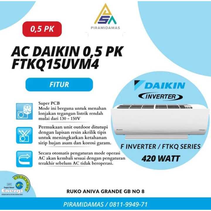 AC DAIKIN 0,5PK FTKQ15UVM4 FLASH INVERTER