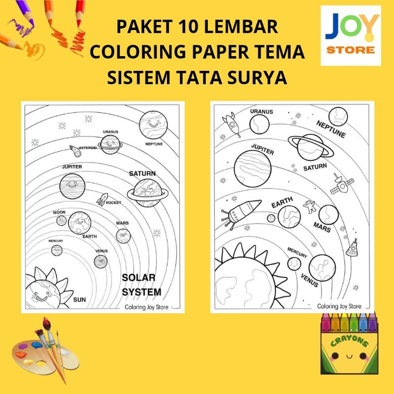 

PAKET 10 Lembar Kertas Gambar Mewarnai Tema SistemTataSurya - Benda Langit Ukuran A4 150 gsm - Coloring Paper 059