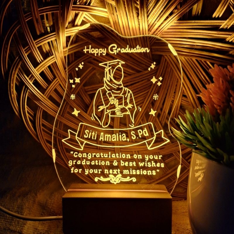 [Termurah 1 Hari Jadi] Lampu Akrilik Custom, Gift Wisuda, Gift Custom Wisuda, Lampu Custom Akrilik, 