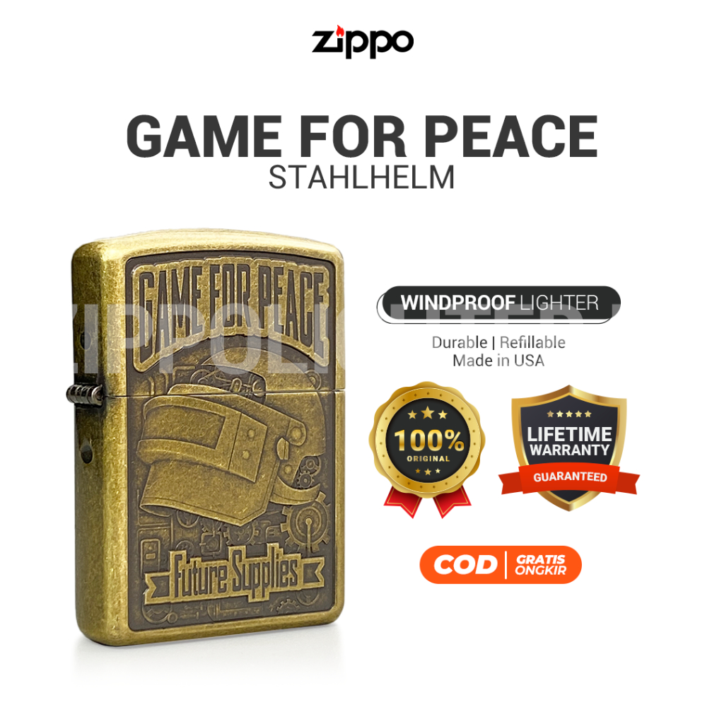 Korek Api Zippo Game For Peace Stahlhelm