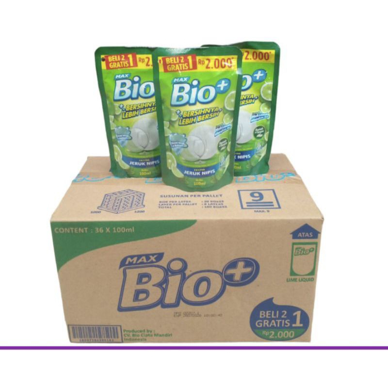 Grosir Sabun cuci piring max bio+ 90ml isi 36pcs 1karton/dus