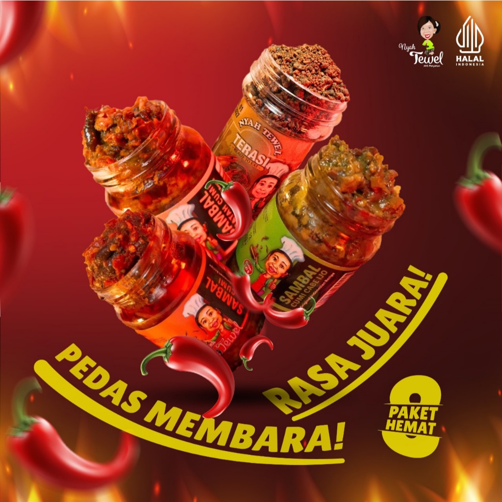 

NYAH TEWEL - Paket Nyambel Sambal Cumi Cabe Ijo, Sambal Cumi, Sambal Matah Cumi, Terasi Udang