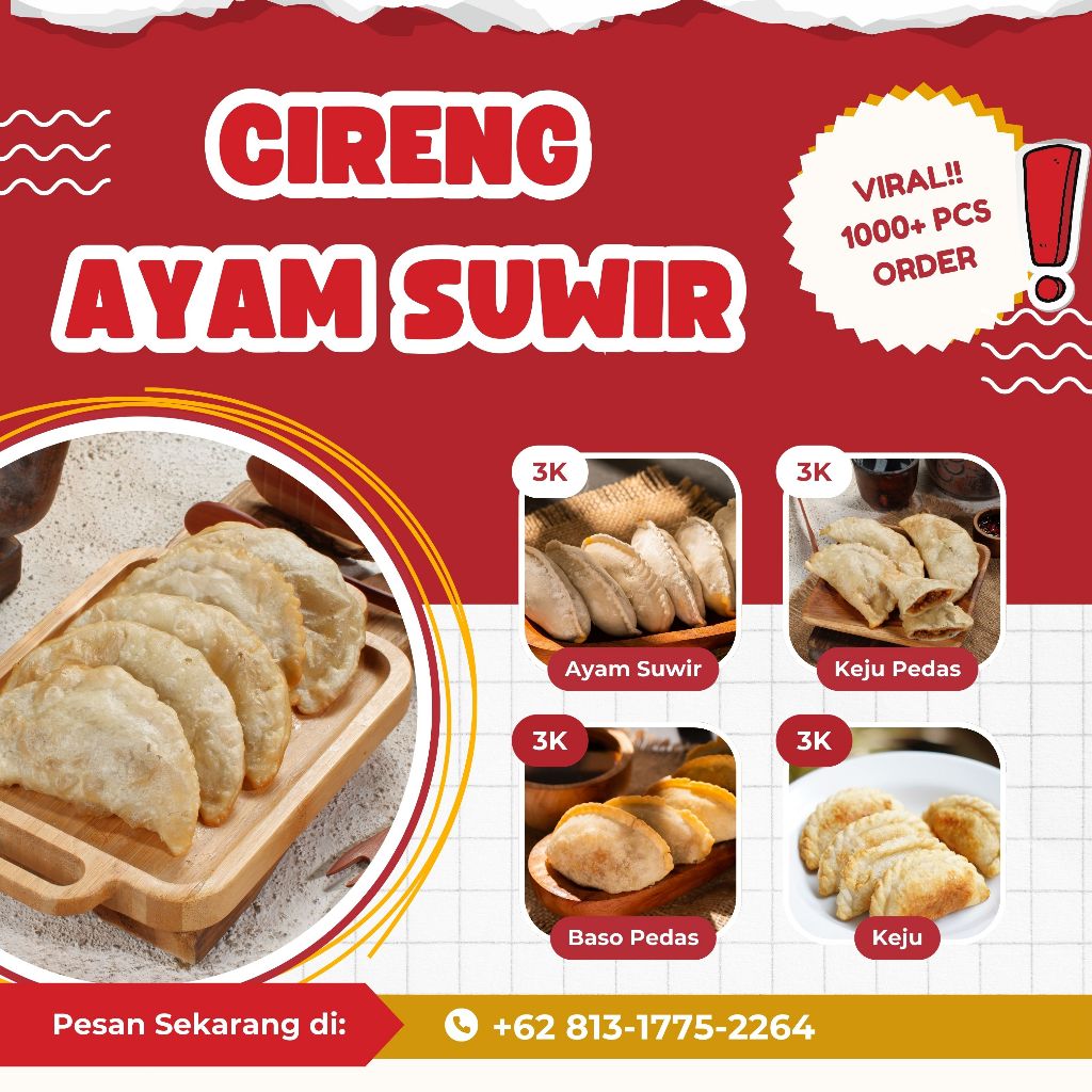 

CIRENG AYAM SUWIR Isi 6 Pcs ( Original / Pedas / Sedang / Extra Pedas )