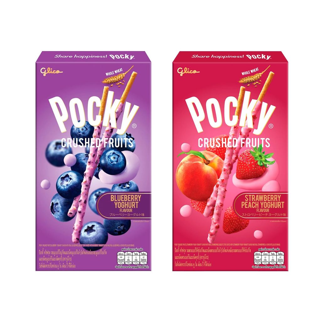 

Glico Pocky Crushed Fruits Strawberry Peach Yoghurt / Blueberry Yoghurt 38gram