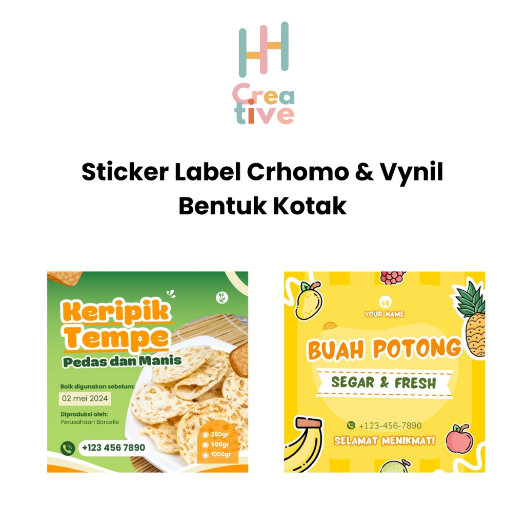 Print Sticker / Cetak Stiker A3+ Label Kemasan Produk Kue Bakery Makanan Ringan Bentuk Kotak