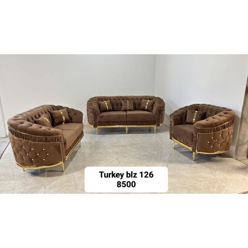 Sofa Turki Premium 321 kain bludru - Kaki Besi Gold - Kursi Tamu Turkey - Bisa Request Warna