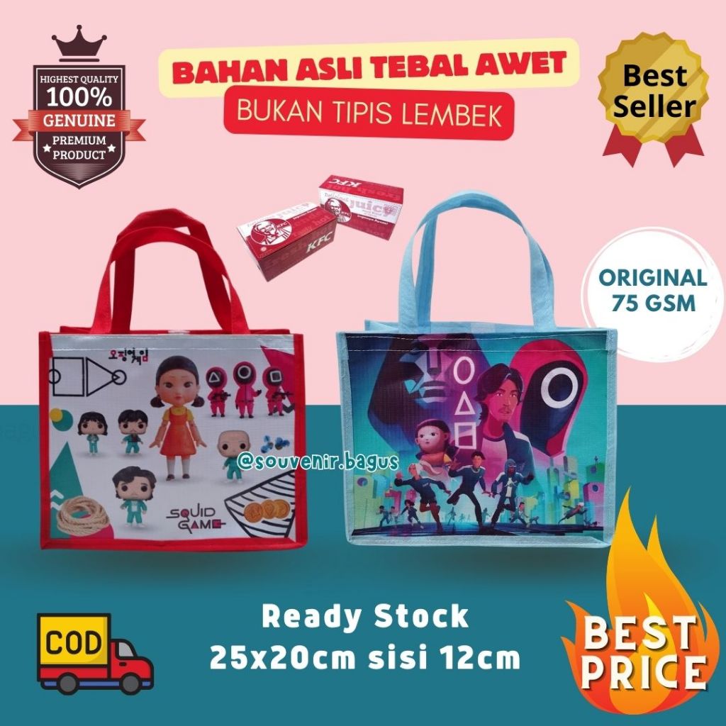 

Tas souvenir ultah anak squid game ulang tahun goodie bag skuid gem