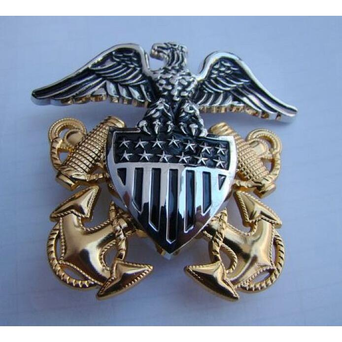 US NAVY OFFICERS HAT METAL BADGE Lencana
