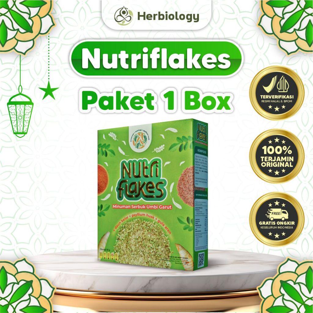 

Nutriflakes Paket 1 Box Minuman Serbuk Umbi Garut Atasi Gerd - Isi 280 Gram Herbilogy_