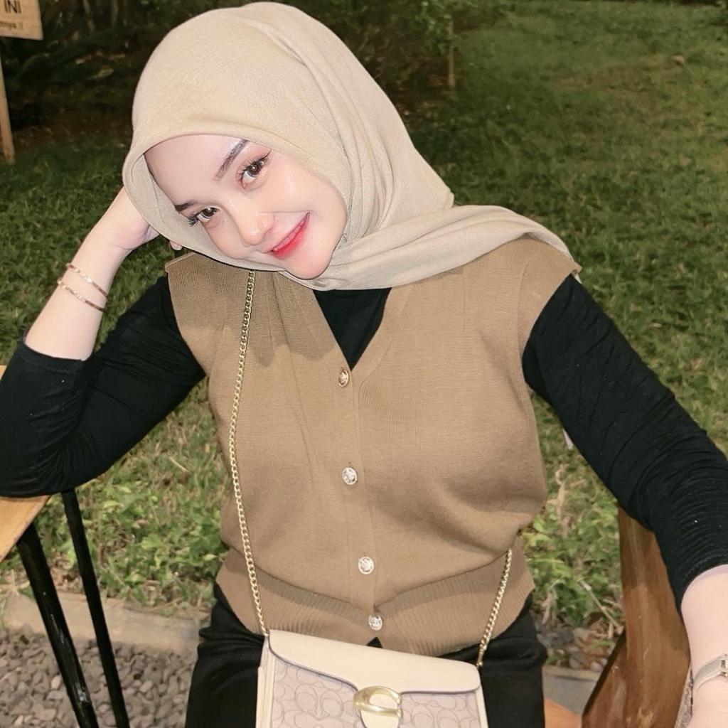 Vest Rajut Bronze Atasan Wanita Bonus Free Hijab