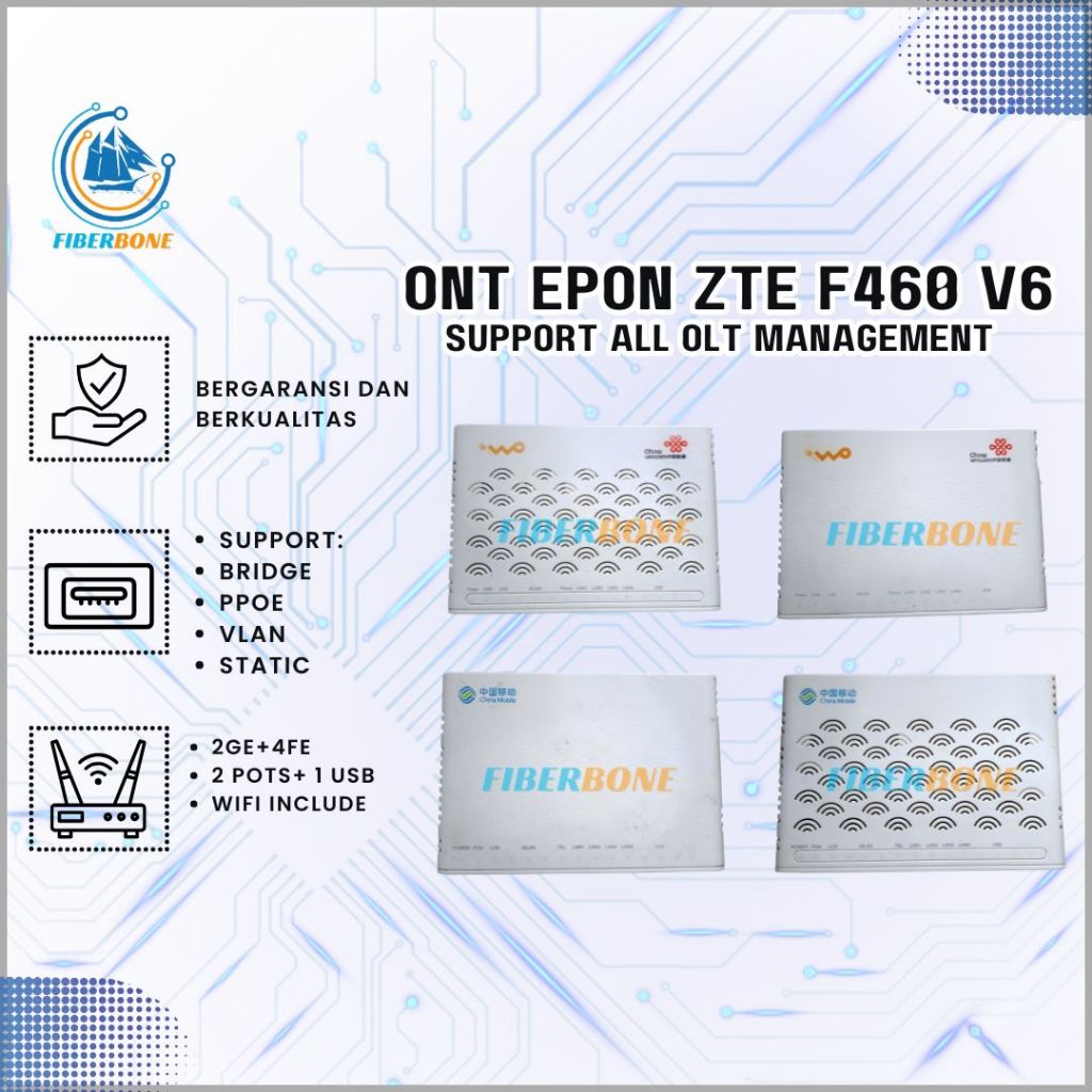 ZTE F460 V5 V6 ONT EPON  LENGKAP ADAPTOR