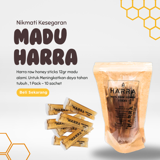 

Madu Harra Raw Honey Sticks 100% Madu Murni Alami Praktis BPOM 12gr