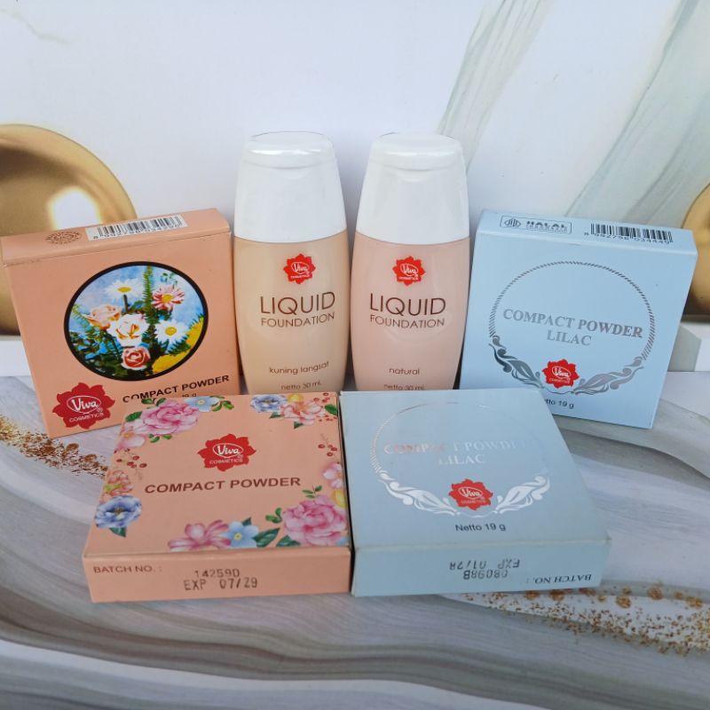 PAKET VIVA LIQUID FOUNDATION+COMPACT POWDER Set Kosmetik Wajah