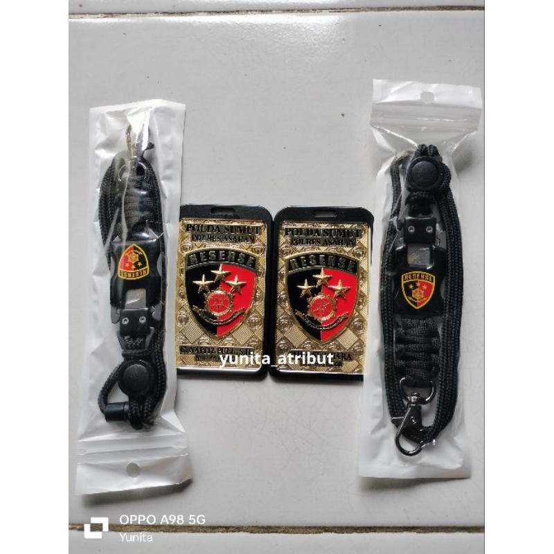 

Premium lanyard tactical id card polri reserse custom angkatan bahan Kuningan +logam lapis sepuh emas anti pudar | tali pisau