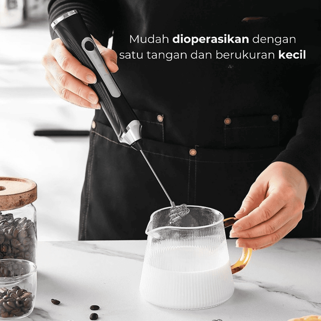 HOMETECH Hand Mixer Listrik Pengaduk Minuman Kopi/Telur Milk Frother Electric Portable