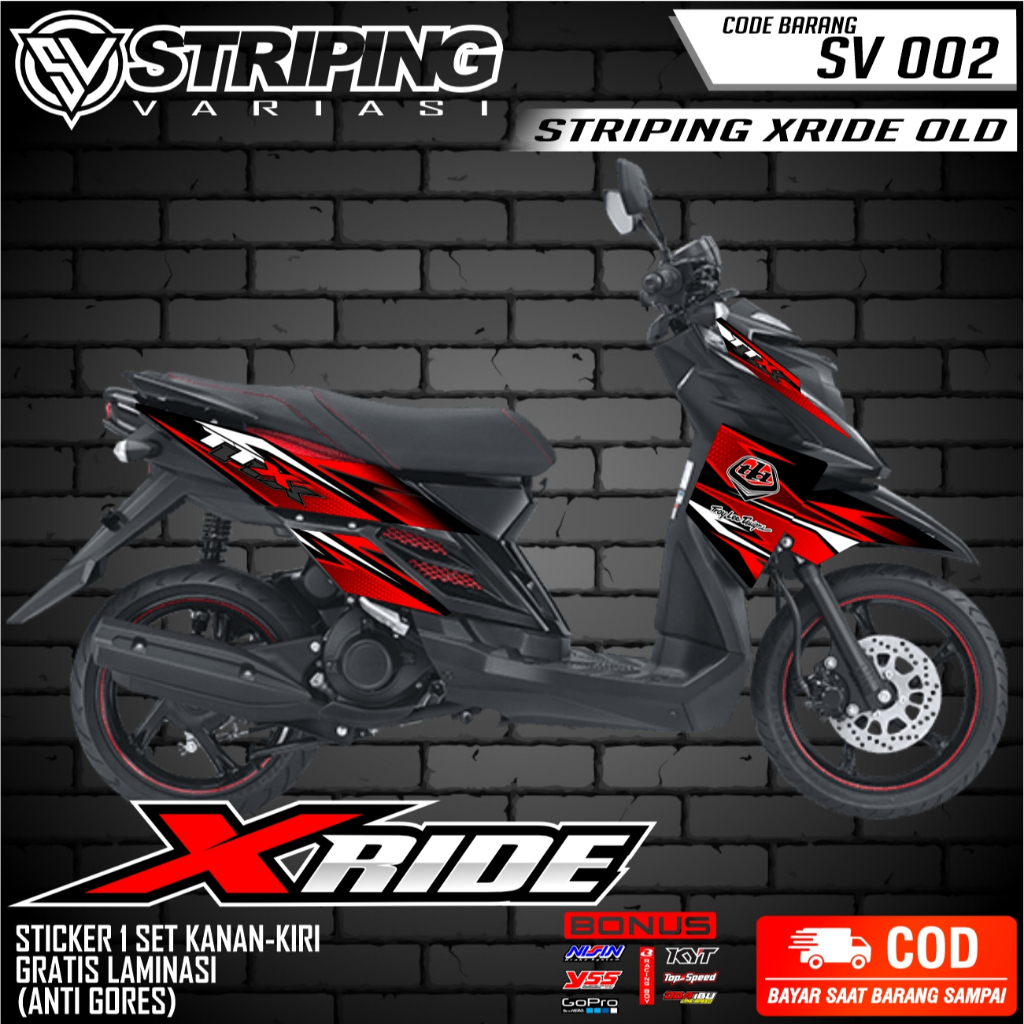 STIKER STRIPING LES LIST BODY MOTOR YAMAHA XRIDE X-RIDE 2016 2017 STICKER VARIASI XRIDE OLD SV 002