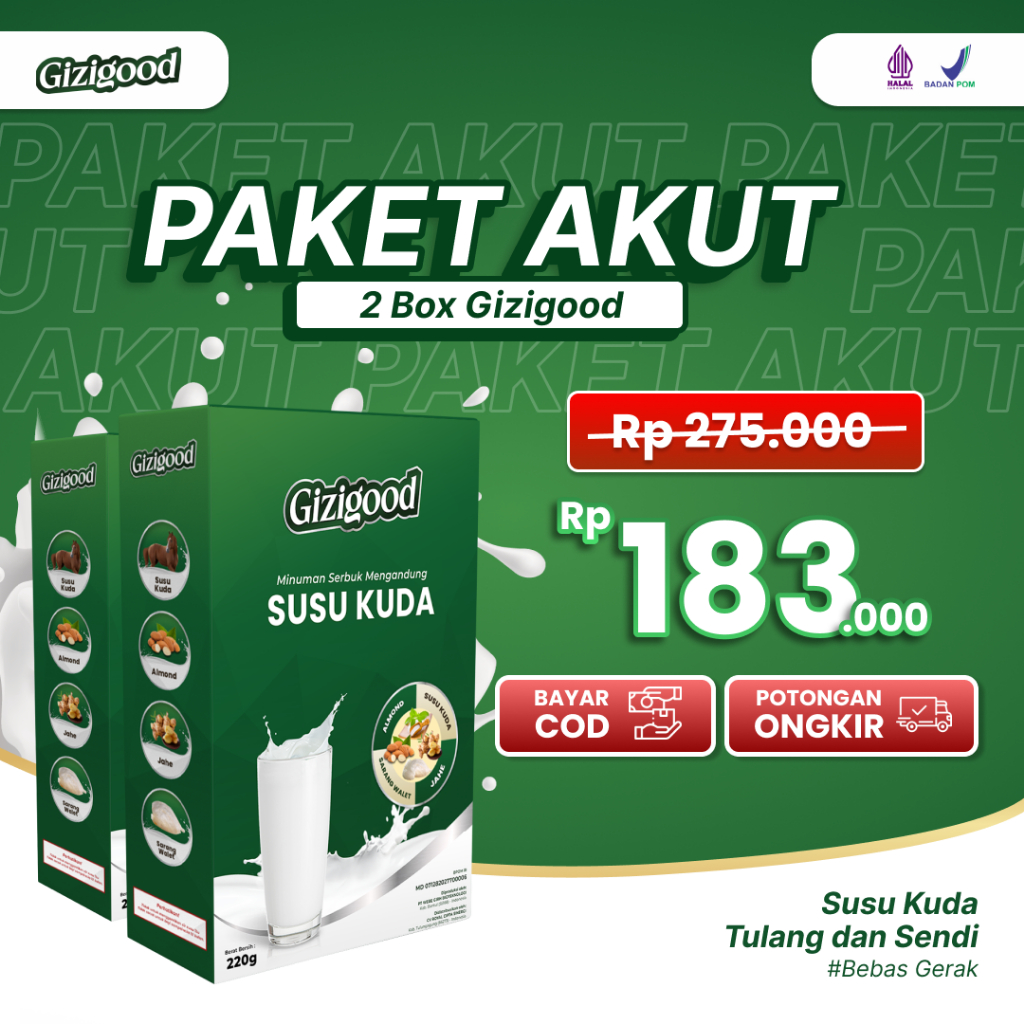 

Gizigood (2 box) Susu Kuda Liar Sumbawa Dengan Kolostrum untuk Tulang dan Sendi